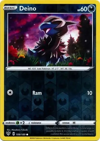 Darkness Ablaze Deino #108/189 reverse holo